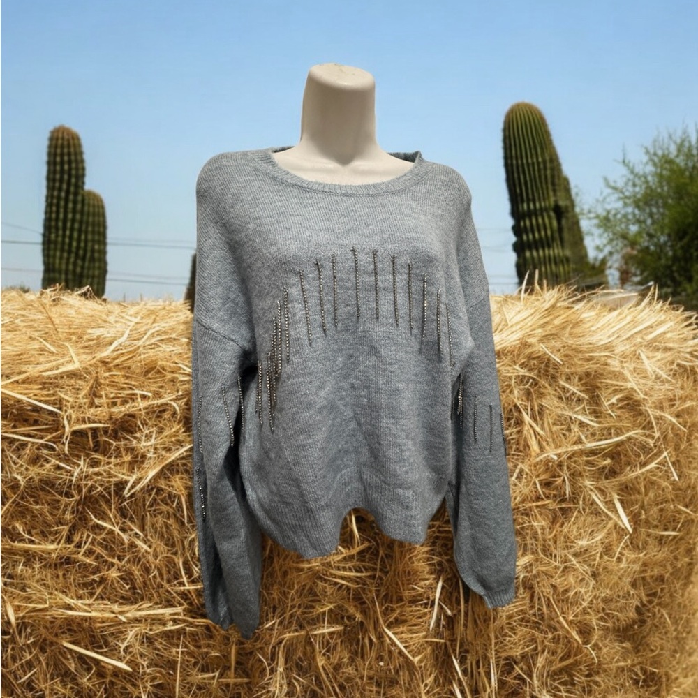 Broadway 38 size M rhinestone embellished sweater